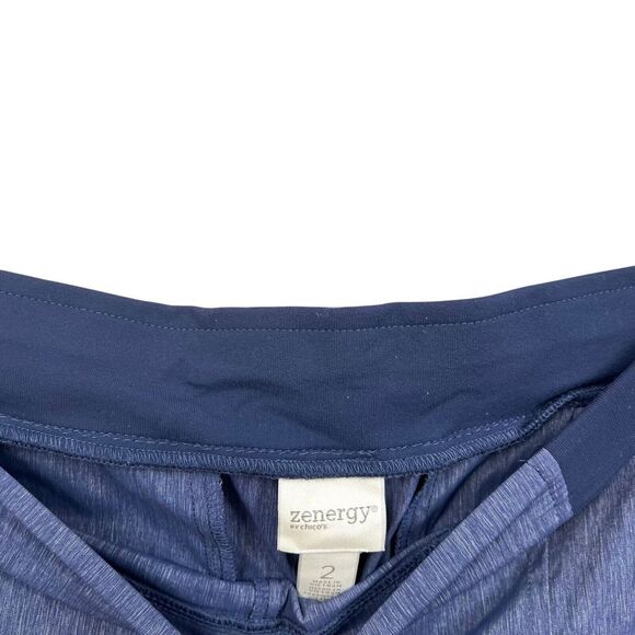 Chico's Zenergy Women Crop Pants Stretch Flat Front Cuffed Rolled Tab Hem Blue 2 - Picture 3 of 5